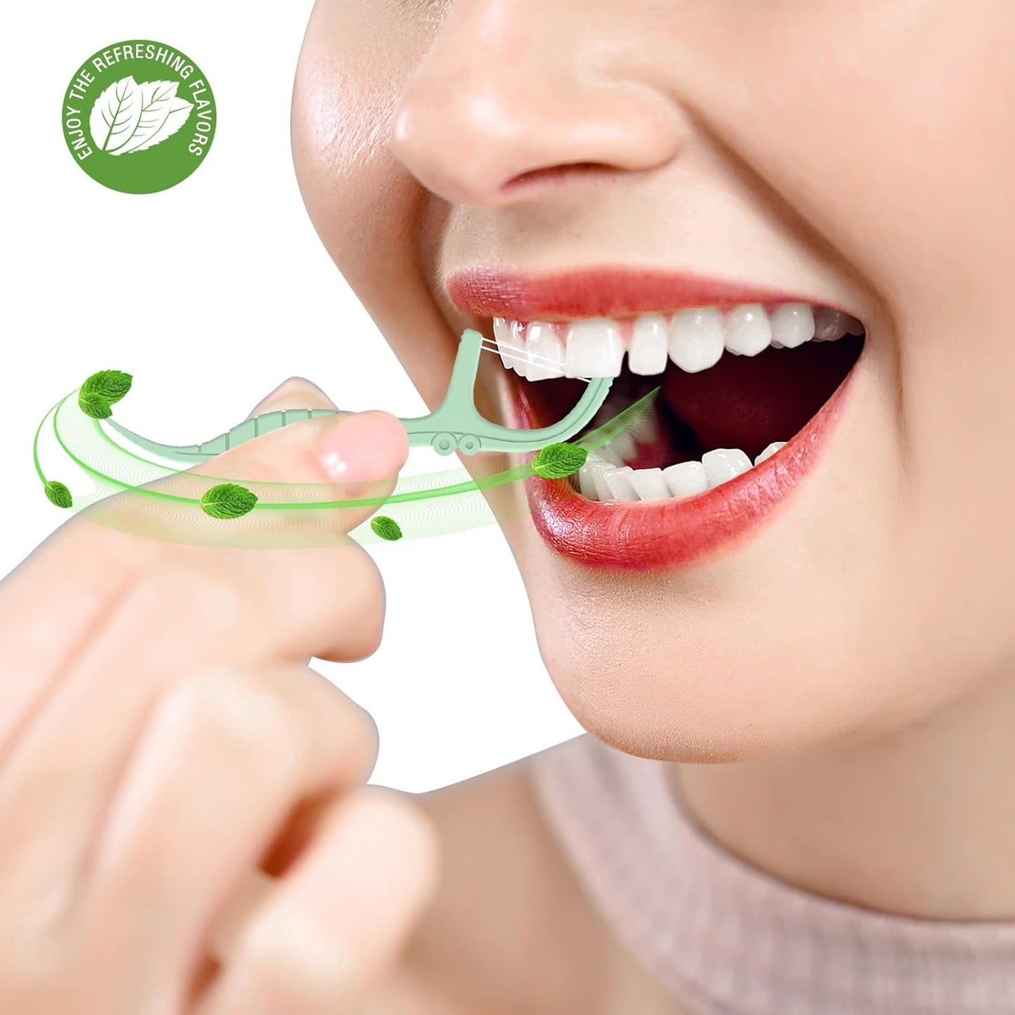 Holy Rose Travel Dental Floss Dispenser - 2 Pack Mint Flavored Refill Floss Picks with Portable Case - 220 Count Twin-Line Flossers & Toothpicks