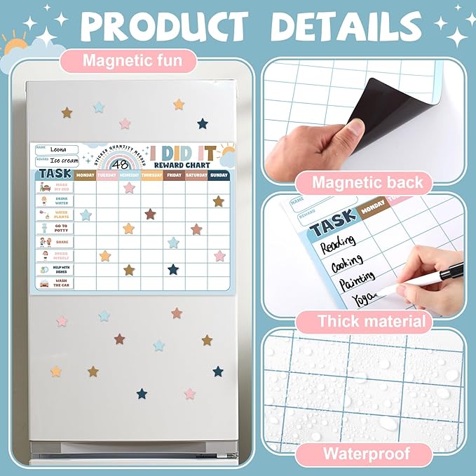 Magnetic Reward Chart for Kids at Home Boho Rainbow I Did It Motivate Behavior Reward Chart System Magnetic Behavior Tracker Boho Incentive Chore Pad to Develop Responsibility and Good Habits