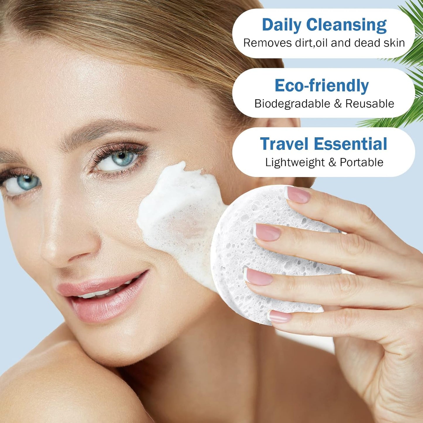 300 Count Compressed Facial Sponges Natural Face Sponges for Cleansing Disposable Facial Exfoliating Pads for Estheticians(White)