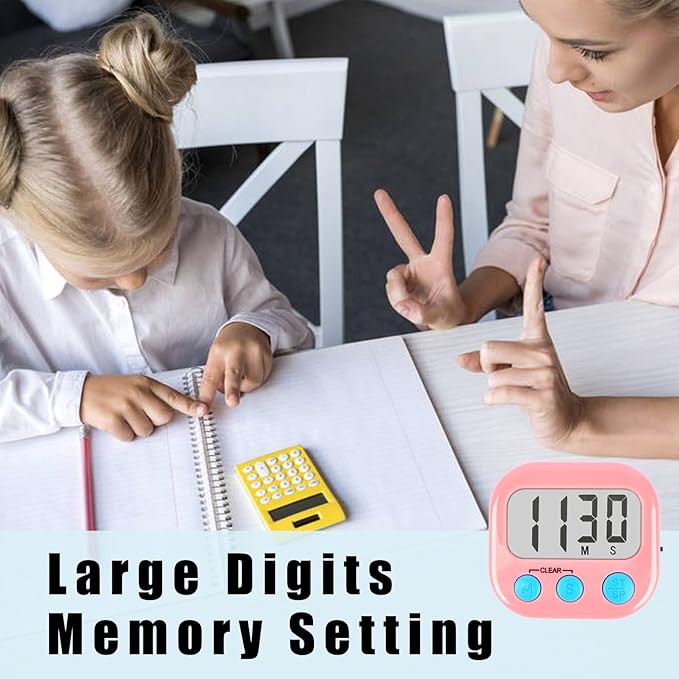 Classroom Timers for Teachers Kids Large Magnetic Digital Timer Teacher Supplies 4 Pack-Pink White