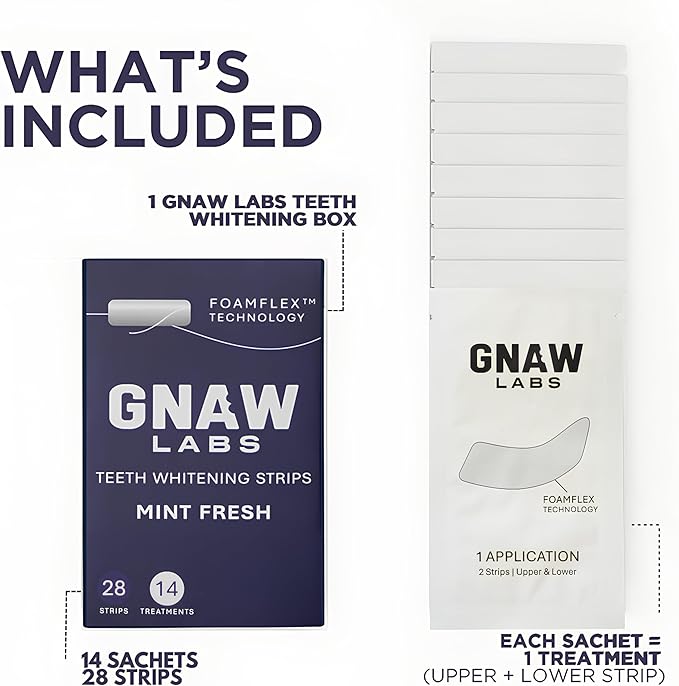 Teeth Whitening Strips for Men – Mint Fresh | 14 Treatments | Enamel Safe Hydrogen Peroxide Formula with Mint | FoamFlex™ Technology | No Sensitivity, Professional Whitening Kit.