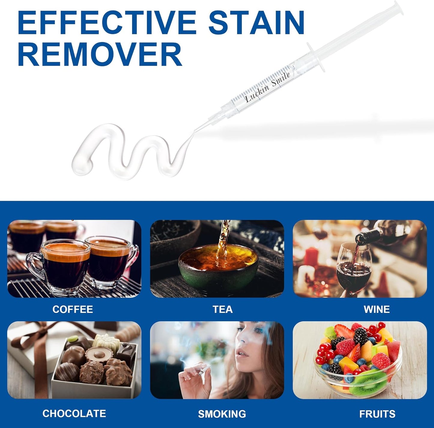 LUCKIN SMILE 10 * 3ML Teeth Whitening Gel Refill, 44% Carbamide Peroxide Suitable for Sensitive Teeth Whitening, 60 Whitening Treatments, Teeth Whiteners Used in Conjunction with Teeth Whitening Kit