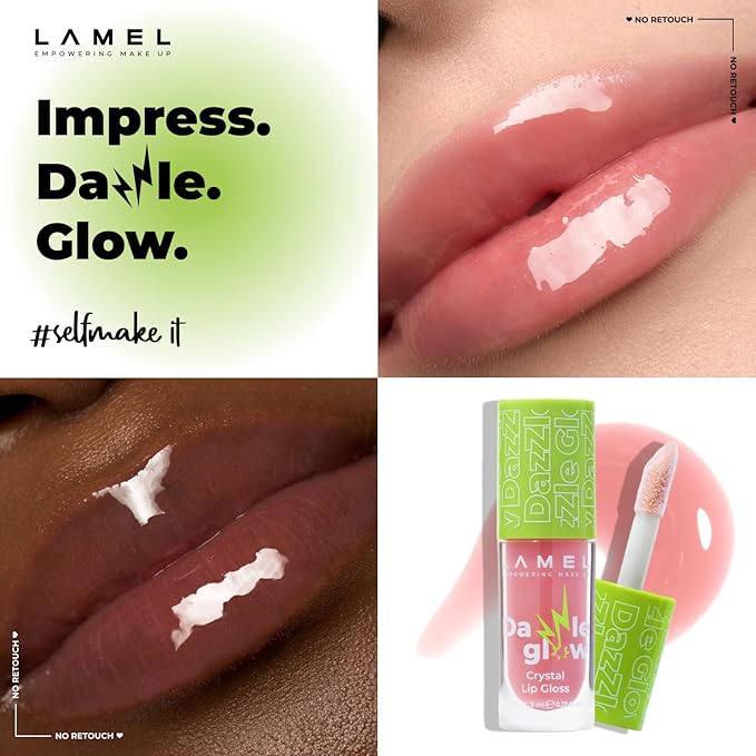 Lamel Dazzle Glow Crystal Clear Lip Gloss - Hydrating Lip Gloss - Non Sticky - Colored - Moisturizing - №402 Soulmate