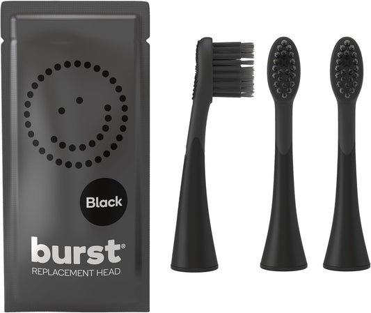 BURST Genuine Replacement Heads for Original Sonic Electric Toothbrush (Black/3 Pack) | Ultra Soft Bristles for a Deep Clean | Stain & Plaque Removal