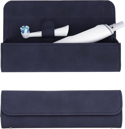 Travel Electric Toothbrush Case, Portable Containers Toothbrush Holder Storage Box, PU Toothbrush Travel Case Compatible with Oral-b Pro 1500 8000, Philips 4100, 5100 6100, 9900 (Dark Blue 2Pack)