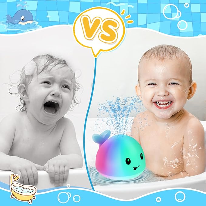 Baby Bath Toys for Kids Ages 1-3, Christmas Stocking Stuffers 1 2 3 Year Boy Gift, Whale Bath Toy Sprinkler Light up Bath Toys for Babies 6-12 Months, Toddlers Bathtub Toys Newborn Baby Birthday Gifts