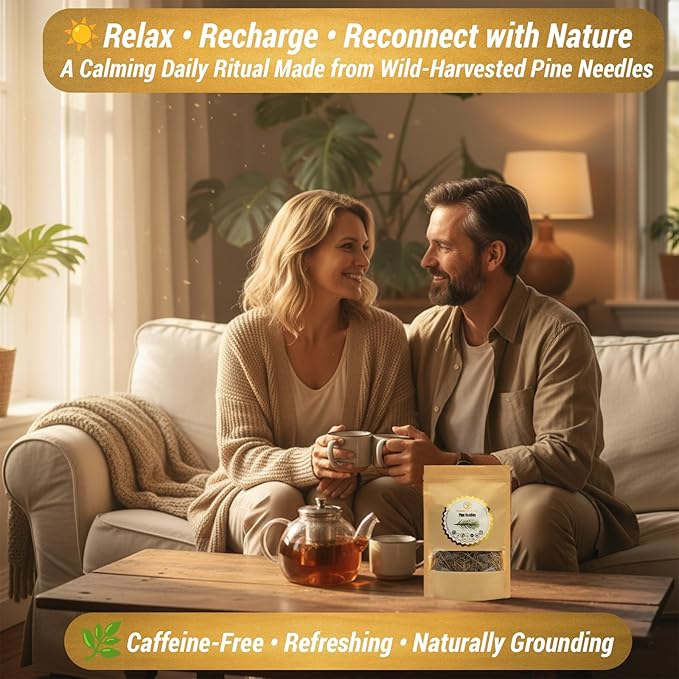 Cure Wid Pure Pine Needle Tea 3.5 Oz – 50 Cups Pine Tea – Wild Harvested from Pakistan in Eco-Friendly Resealable Pouch | Aromatic & Soothing Caffeine-Free Herbal Tea, Antioxidant & Immune Support