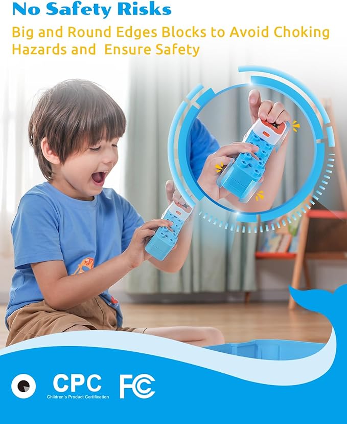 WhalesBot A1 Coding Toy for Kids, Building Block Robot, Fun STEM Toy with Magnetic Controller and Sensor Blocks, Screen-Free Coding with 3 Guide Books for Kids 3-6