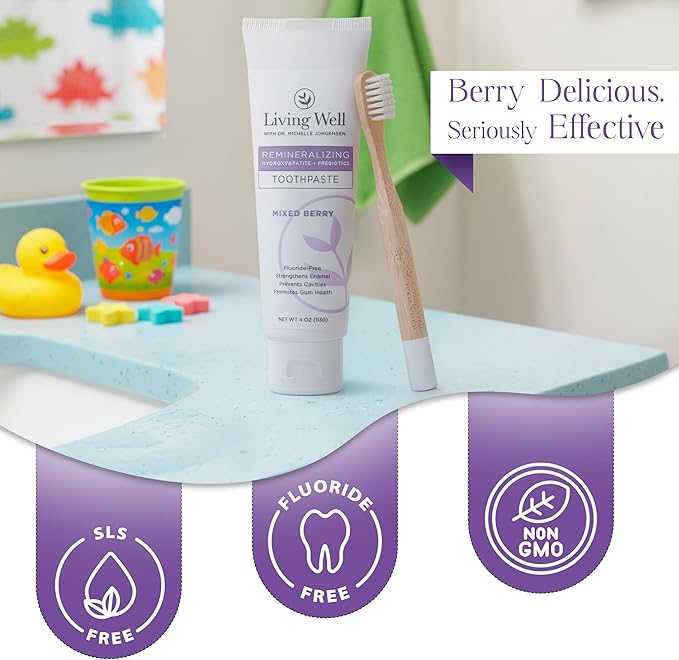 Kids Hydroxyapatite Toothpaste – Natural Mixed Berry – Fluoride-Free Remineralizing Toothpaste with PROtektin – Strengthens Enamel & Supports Oral Microbiome – 4 oz