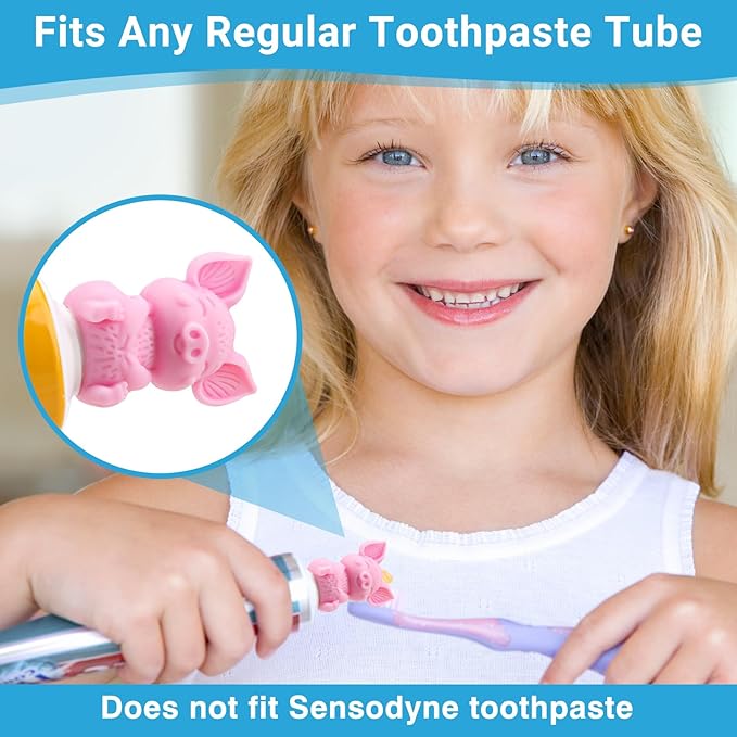 Self-Closing Toothpaste Caps by Tilcare - No Waste Cap Dispensers for Kids Bathroom - Mess-Free Toothpaste Lids - Easy to Use, Food Grade Silicone and BPA-Free Toppers