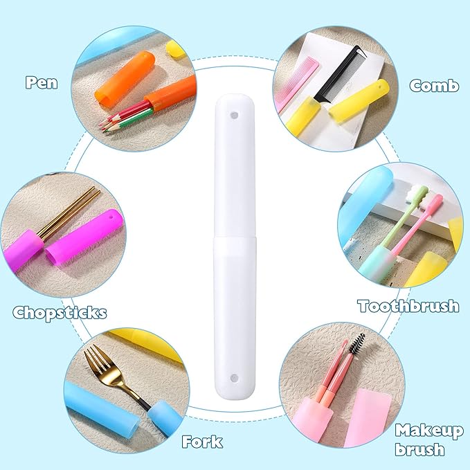 40 Pieces Travel Toothbrush Holder Case Portable Plastic Travel Toothbrush Case Toothbrush Containers Breathable Toothbrush Storage Assort Color for Travel Trip Home School Camping Business, 7 Colors