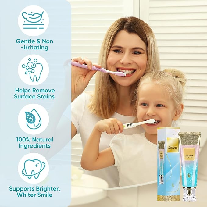 Niacinamide Whitening Toothpaste, Triple Action Whitening with Natural Gentle Care Deep Stains Radiant Smile Natural & Gentle Formula Fresh Breath (1)