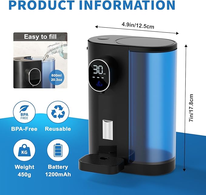 Automatic Mouthwash Dispenser for Bathroom: 20.3Oz Mouth Wash Dispensers with Magnetic Cup Holder, 4 Levels, Wall Mounted, Electric Auto Mouthwash Dispenser for Kids Adults, Bathroom Accessories Black