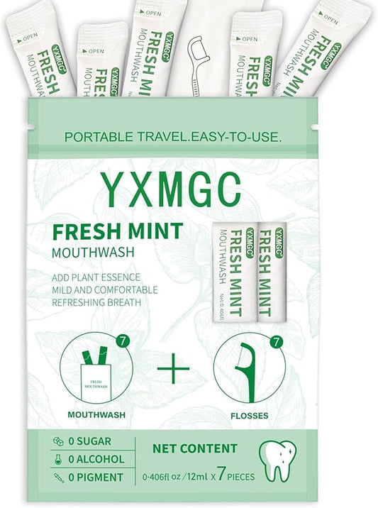 Travel Size Mouthwash Packets – Portable, Fresh Breath Anytime, Eliminates Bad Breath, Sugar-Free, Alcohol-Free, 7 Pack × 0.4 Fl Oz