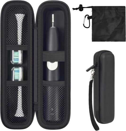 Toothbrush Travel Hard Case Compatible with Oral-B Pro 1000, 2000, 3000, 3500, 1500/ for Philips Sonicare ProtectiveClean 4100 5100 Electric Toothbrush with Mesh Pocket&Carabiner - Black (Bag Only)