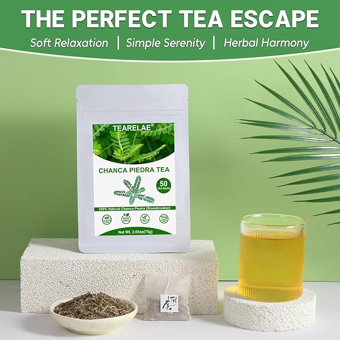 TEARELAE - Chanca Piedra Tea Bags - 50 Count - Natural Stone Breaker Tea for Kidney Health - 100% Pure Premium Phyllanthus Niruri Leaves - Non-GMO - Caffeine-Free