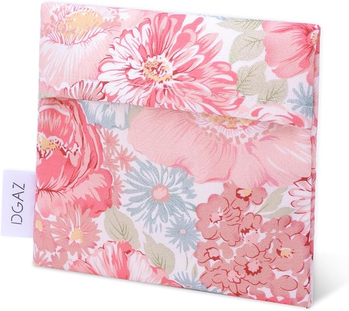 DGAZ Sanitary Napkin Storage Bag, Period Bag for Teen Aged Girls, Portable Period Bag for Panty Liners/Menstrual Cup/Small Tampons，Mini Makeup Bag for Purse(Blooming)