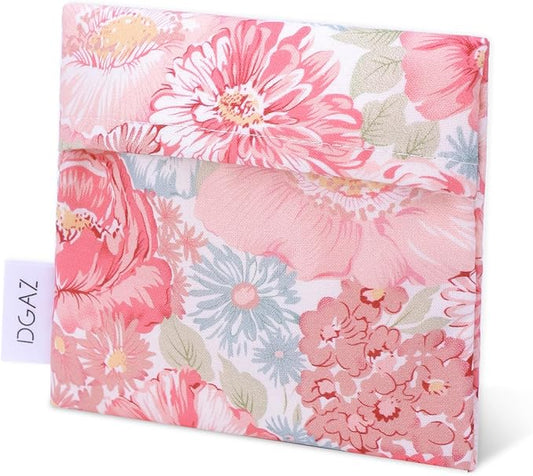 DGAZ Sanitary Napkin Storage Bag, Period Bag for Teen Aged Girls, Portable Period Bag for Panty Liners/Menstrual Cup/Small Tampons，Mini Makeup Bag for Purse(Blooming)