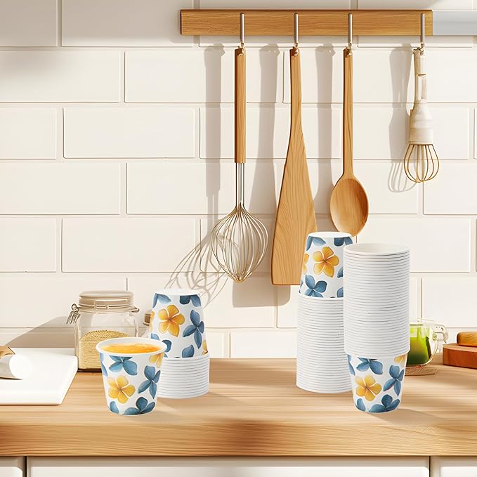 Tamone 600 Pack 3 oz Bathroom Cups, Small Paper Cups Flower Design, Mouthwash Cups, Disposable Paper Cups,3oz Paper Cups for Party, Picnic, BBQ, Travel, Home and Event