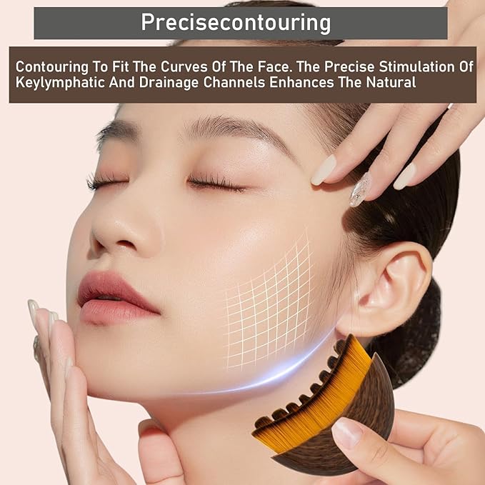 Jan Bark Lymphatic Contour Face Brush, Dry Brushing Lymphatic Brush Drainage, Designed for The Face Gentle Enough, Fit The Skin Precisely and Relieve Fatigue