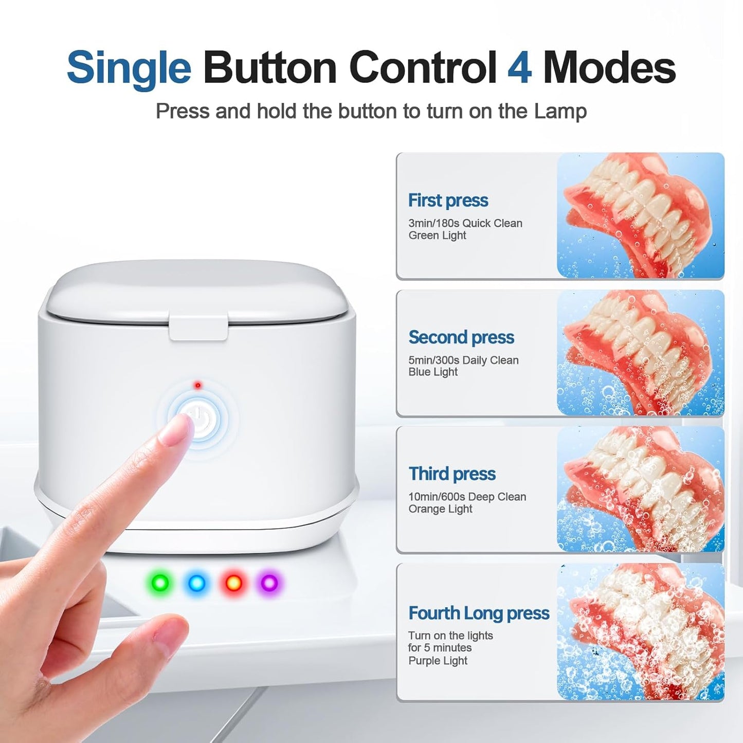 Ultrasonic Retainer Cleaner,50kHz Ultrasonic Denture Cleaner Machine for Aligner, Night guard, Braces, Jewelry and More 300ML Pod(White)