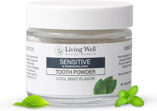 Living Well with Dr. Michelle Sensitive Remineralizing Tooth Powder | Fluoride-Free Hydroxyapatite Formula | Supports Daily Comfort for Sensitive Teeth