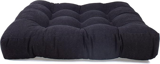 LANITI 24” Inch Extra Large Floor Cushions Tufted Floor Pillow for Adults Square Meditation Ultimate Comfort Oversized Pillows for Floor Cushion (Black)