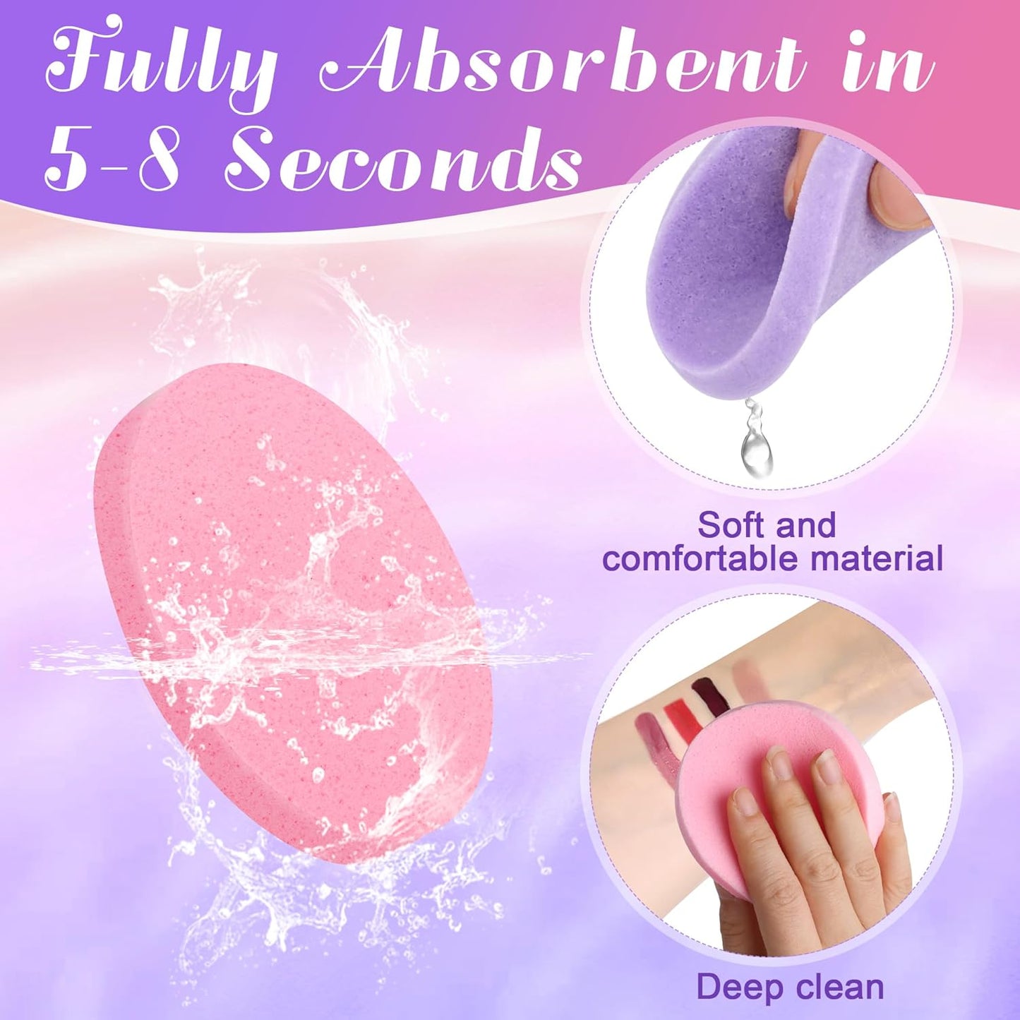 120 Pcs Facial Sponge Compressed, Luxiv Face Cleansing Sponge Estheticians Compressed Makeup Facial Sponge Round Wash Face Sponges for Women Compress Exfoliating Removal Sponge (Purple+pink)