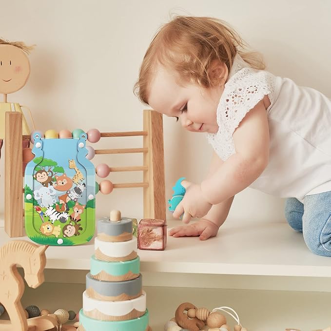 Qunclay Reward Jar for Kids Pot Training Reward Jar Classroom Incentive Good Behavior Responsibility Chart for Christmas Boys Girls Gift(Jungle Style)