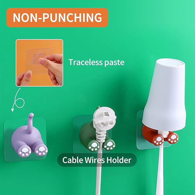 Kids Toothbrush Holder Multi-Purpose Animal Tail Hooks, Kitchen Bathroom Utility Hanger, Wall Mounted Cute Animal Tail Holder for Hanging Towel Key Hat -2 Pack