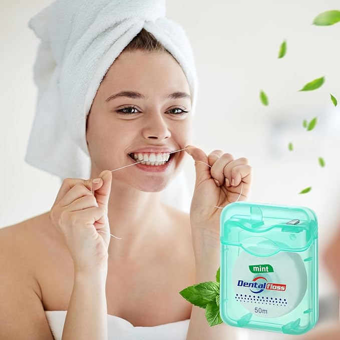 Geiserailie 72 Pack Dental Floss Bulk 50m Each Mint Travel Dental Floss Oral Care for Teeth and Gum Protection(Mint Green)