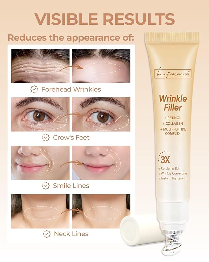 LA.PERSONAL Wrinkle Filler for Deep Wrinkles & Fine Lines, Instant Eye Face Lift Cream, Rapid Under Eye Bags Smile Lines Puffiness Remover with Collagen & Multi-Peptide Complex 0.53 Oz