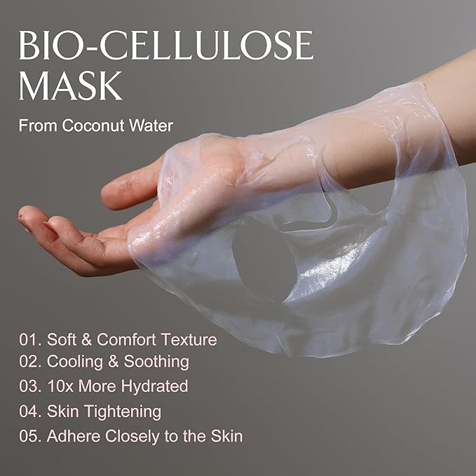 LA MUSE Biocellulose Signature Face Mask(2ea) | Deep Hydrating, Tightening & Firming Care for Skin Repair | Rejuvenating & Moisturizing | Cooling & Soothing Sensitive Skin | Face Mask Korean Skin Care