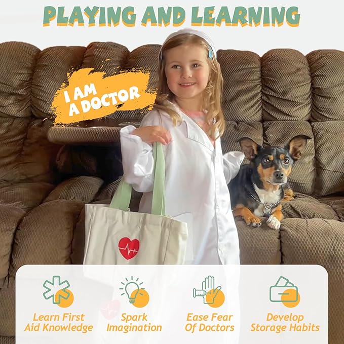 Liberry Doctor Kit for Toddlers 3-5 Years Old, 18-Piece Doctor Bag Pretend Play Toys, Durable Medical Kit with Toy Stethoscope, Green for Kids