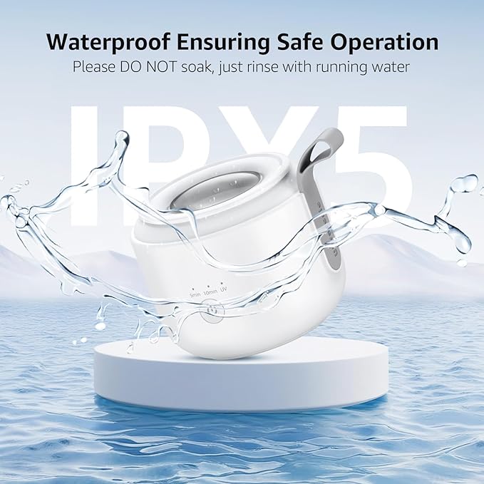 Ultrasonic Retainer Cleaner Machine: 48kHz Rechargeable Cordless Denture Cleaner - Waterproof Ultrasonic Jewelry Cleaner - 200ML Dental Cleaning Pod for Mouth Guard, Aligner, White