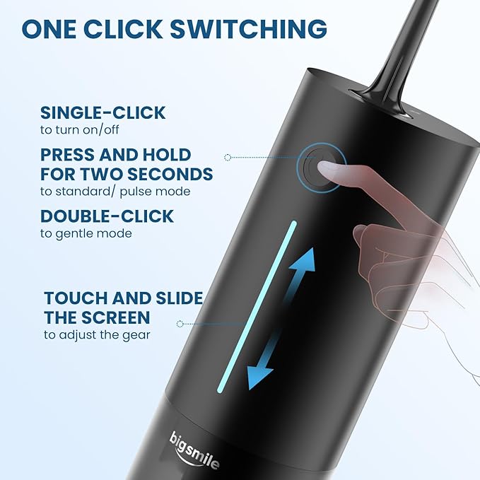 Cordless Water Flosser, Rechargeable Water Dental Flosser Pick for Teeth, IPX7 Waterproof Electric Water Dental Flosser, 3 Modes 4 Replaceable Jet Tips, Oral Irrigator for Home Travel (Black)