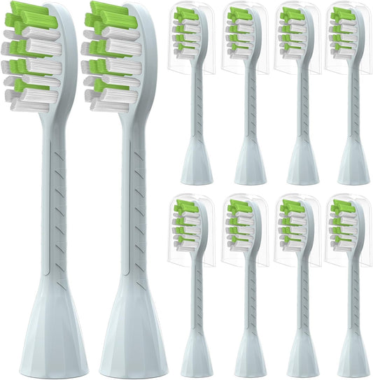 Toothbrush Replacement Heads Compatible with Philips One Series Sonicare Battery Toothbrush BH1022/03, 10 Pack Replacement Heads, Soft Bristles, Mint Light Blue