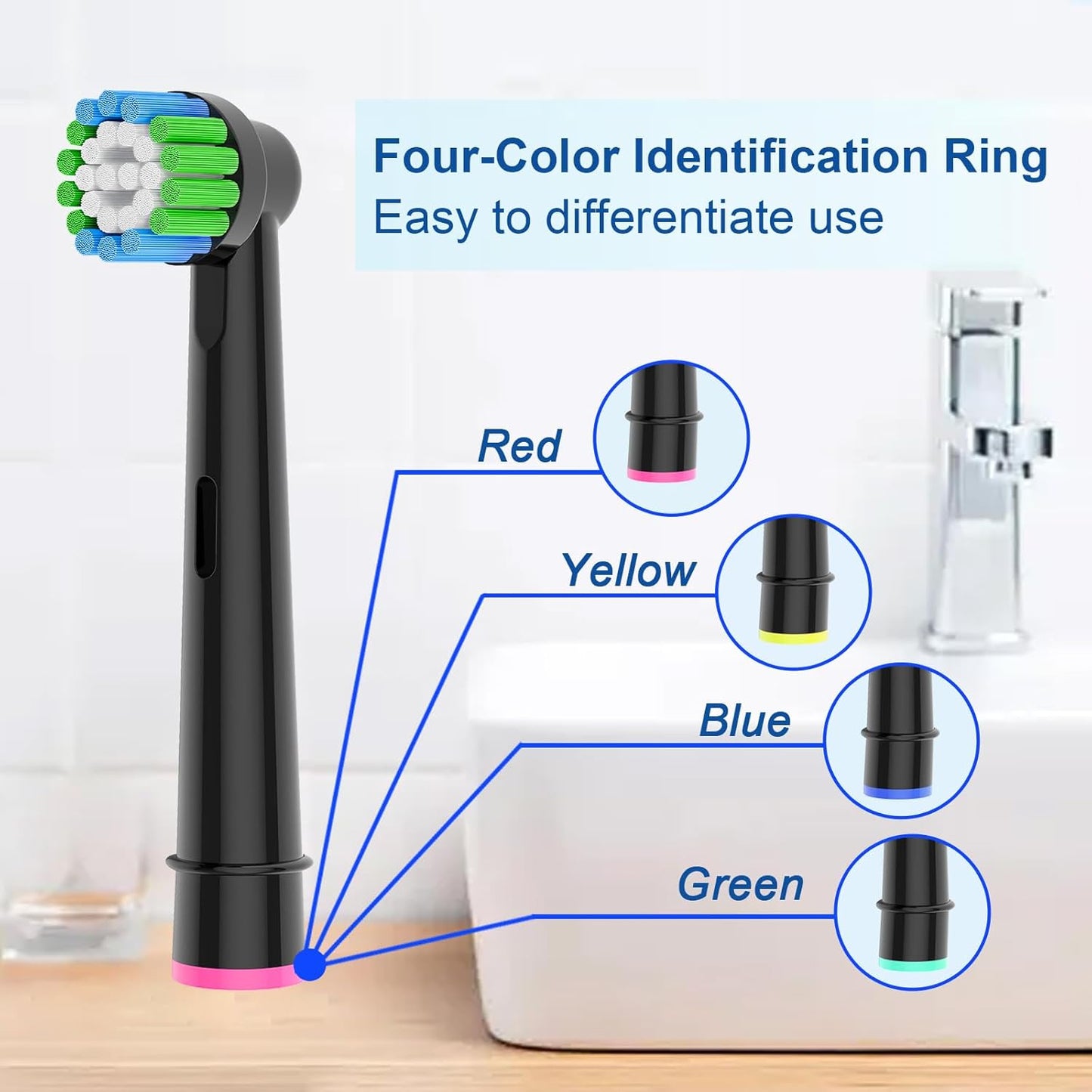 Replacement Toothbrush Heads Compatible with Braun Oral-B, 8 Pack Professional Electric Brush Heads for Oral B Replacement Heads Refill Pro100/1000/1500/4000/5000/7000/8000/9600 Etc, Black