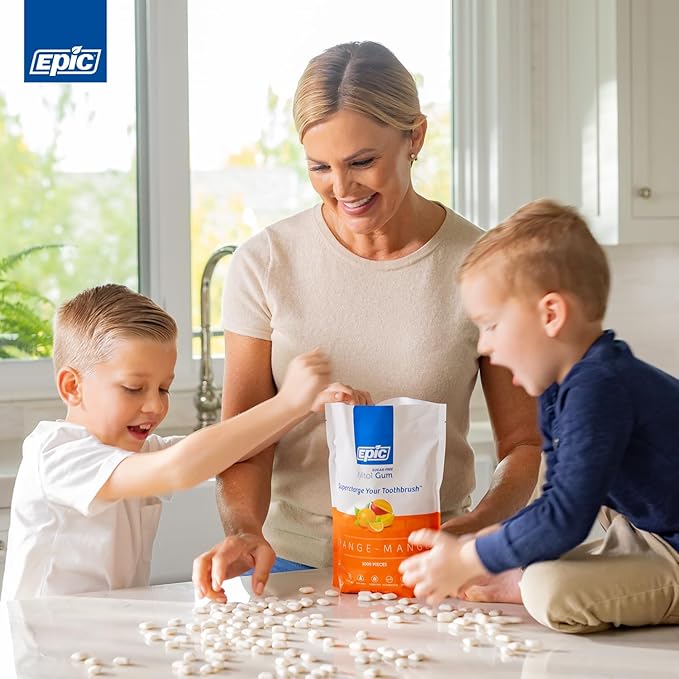 Epic 100% Xylitol Cinnamon Chewing Gum - Sugar Free, Aspartame Free Dental Gum - Supports Oral Health & Fresh Breath - 1000 Pieces