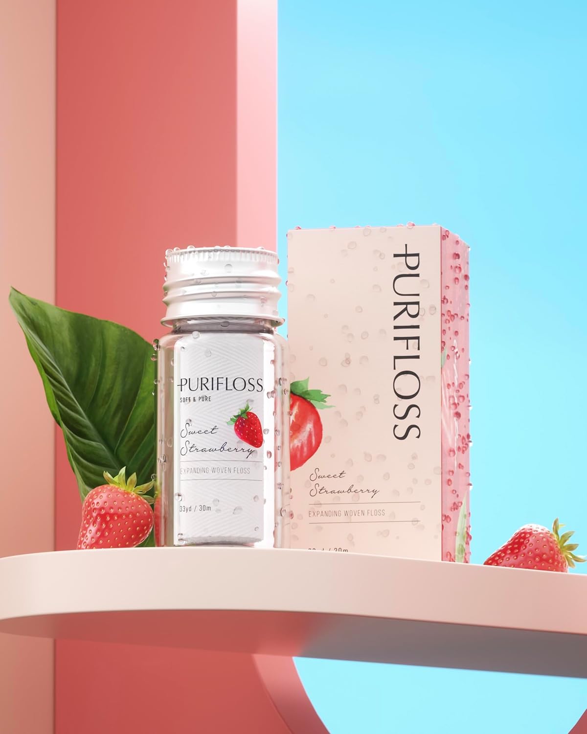 Premium Expanding Woven Dental Floss, PTFE & PFAS Free, Sweet Strawberry, Eco-Friendly, Vegan, Cruelty-Free, Dentist Recommended, Teen & Kid Friendly (33 Yards)