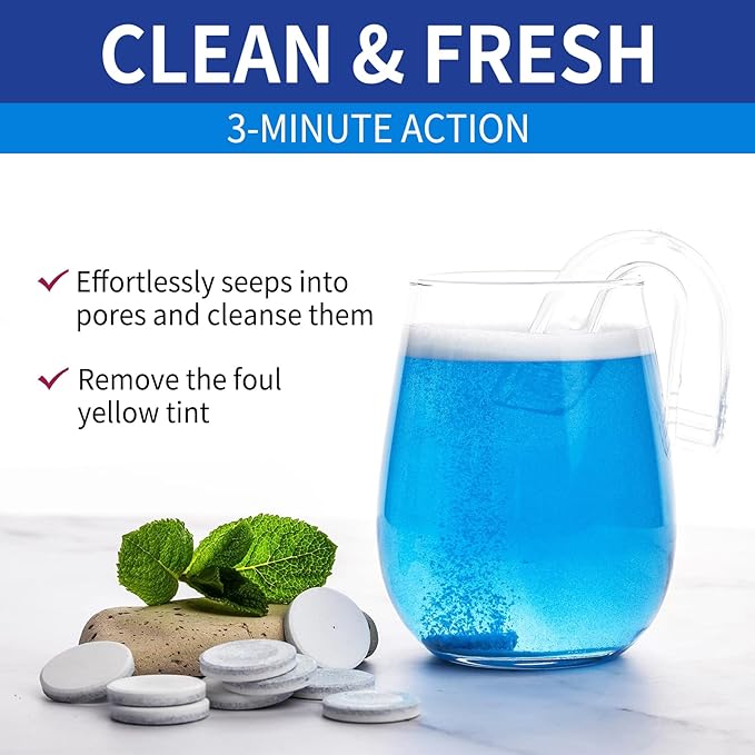 Dental Retainer Cleaner Tablets, 100 Count, 3 Minute Action, Whitening Formula for Dentures and Mouthguards