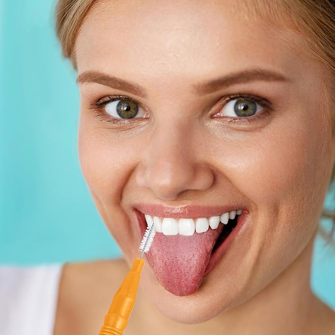 BBTO 100 Pcs Braces Dental Brush Flosser for Cleaner Interdental Brush Toothpick Tooth Flossing Head Oral Dental Toothpick Cleaners Cleaning Tool(Orange)