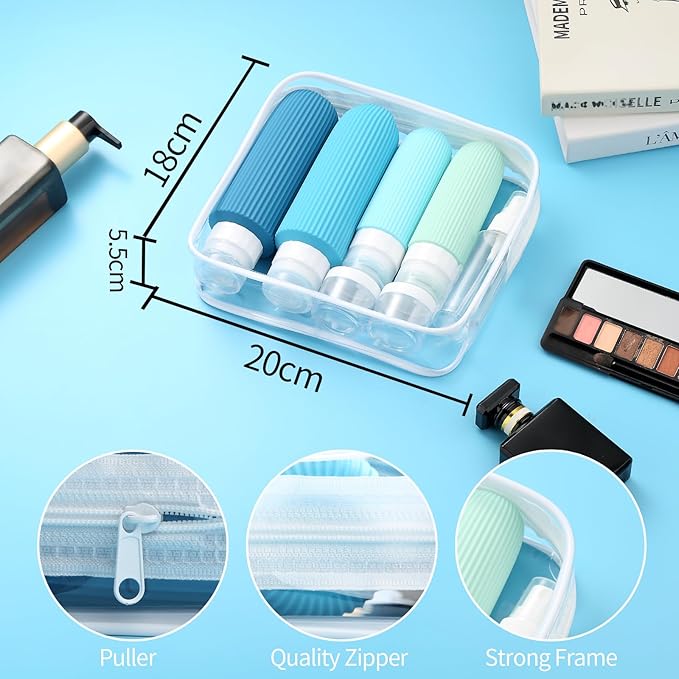 16 Pack Travel Bottles for Toiletries, Large 6oz Silicone Travel Containers, Leak Proof Refillable Liquid Shampoo And Conditioner Travel Essentials