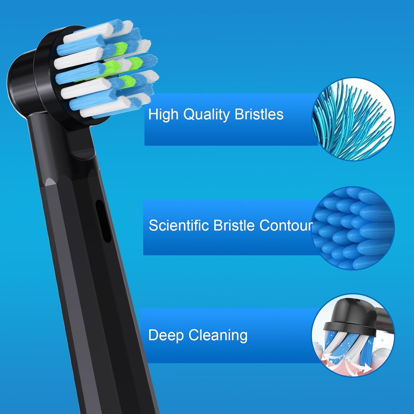 Replacement Toothbrush Heads for Oral B Pro 1000 Replacement Heads,Braun Replacement Brush Heads Refill Compatible with Genius X,Smart 1500,Pro 5000,8 Count,Black