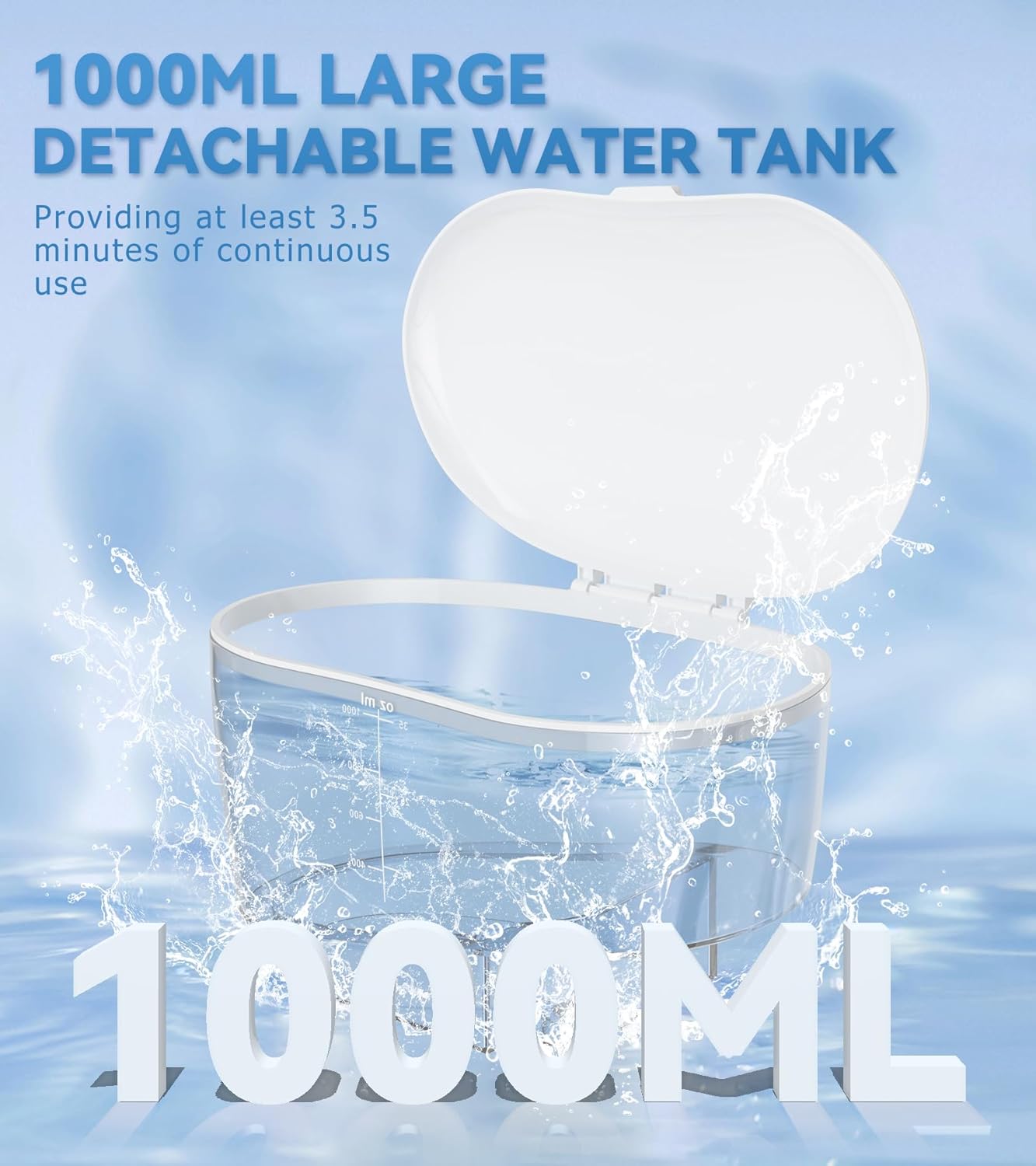 Water Dental Flosser for Teeth Cleaning with 1000ML Large Capacity and UV Storage, 10 Adjustable Pressure Electric Oral Irrigator with 7 Jet Tips for Home Use, Gums, Braces (Ivory White)