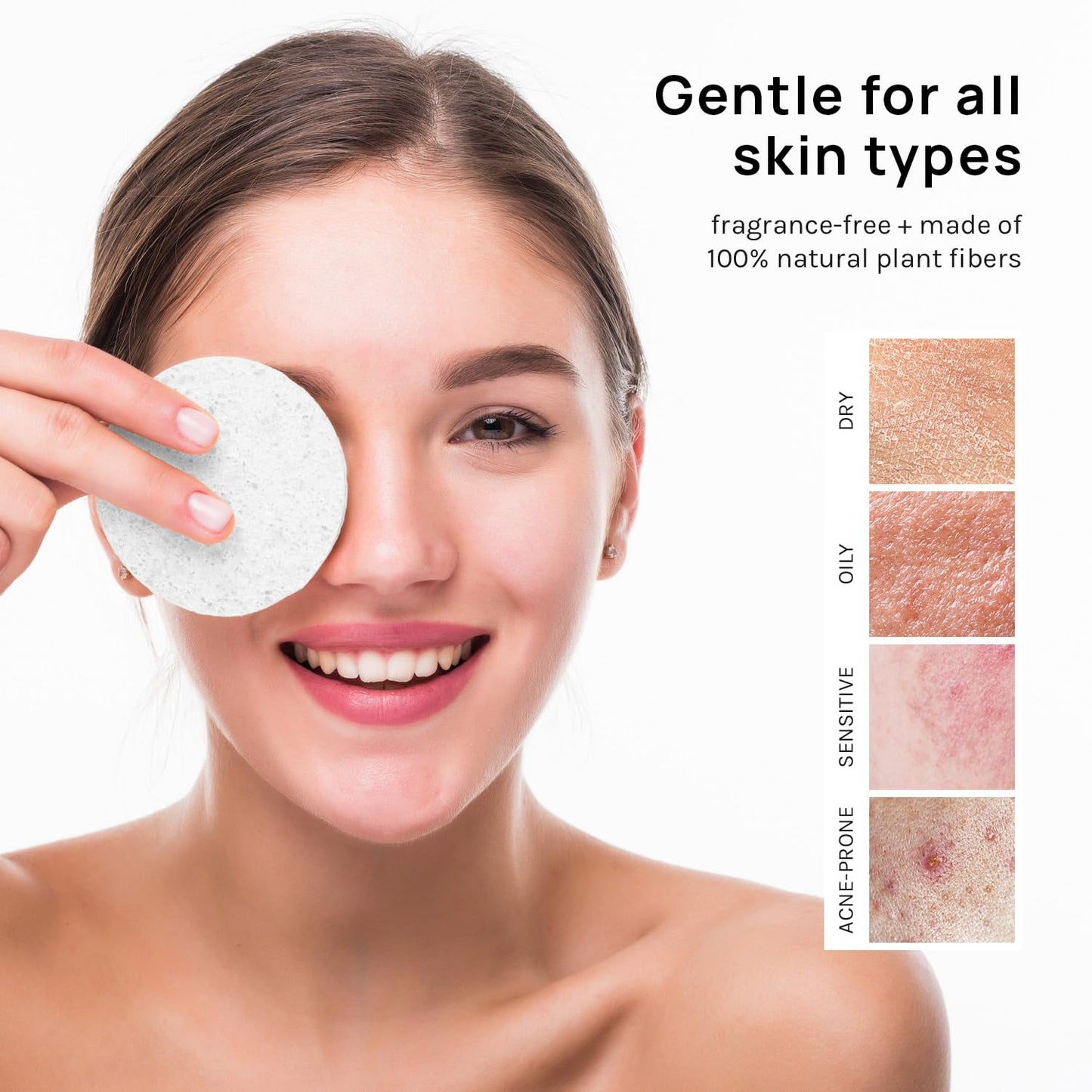 AOA Studio 50-Count Compressed Facial Sponges 100% Natural Cosmetic Spa Sponges for Facial Cleansing, Exfoliating Mask, Remove for Makeup, Dead Skin, and Dirt (White, 50 counts)