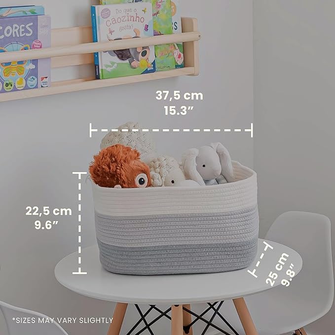 OrganiHaus Set of 3 Gray Woven Storage Baskets for Shelves, Decorative Organizer Bins for Closet, Bathroom & Living Room, Multipurpose Home Organization Baskets, Toy Storage Basket - 15x9x10 inches