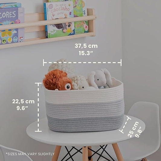 OrganiHaus Set of 3 Gray Woven Storage Baskets for Shelves, Decorative Organizer Bins for Closet, Bathroom & Living Room, Multipurpose Home Organization Baskets, Toy Storage Basket - 15x9x10 inches