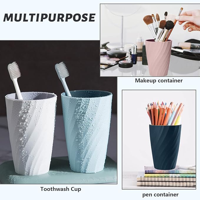 Unbreakable Bathroom Tumbler Cup, Reusable Toothbrush, Toothbrush Holder Organizer, Portable Mouthwash, Dental Rinsing Cup, Multi-Functional Gargling Drinking or Home Travel (White)