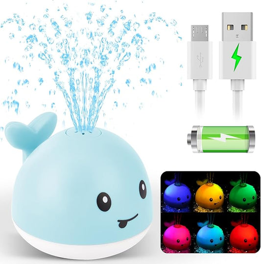 Baby Bath Toys for Kids Ages 1-3, Christmas Stocking Stuffers 1 2 3 Year Boy Gift, Whale Bath Toy Sprinkler Light up Bath Toys for Babies 6-12 Months, Toddlers Bathtub Toys Newborn Baby Birthday Gifts